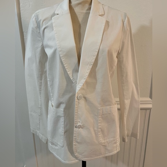 EUC Eileen Fisher White Notch Collar Jacket Sz M - Picture 2 of 8